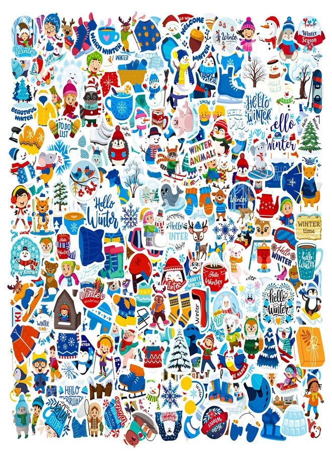 OTAITY 240 PCS Winter Stickers, Snowflake Stickers for Kids, Vinyl Waterproof Sticker for Water Bottle, Laptop, Phone, Hello Winter Sticker with Christmas Tree Snowman Snowflake Penguin - Image 1